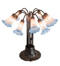  14451 - 22"H Pink/Blue Pond Lily 10 LT Table Lamp