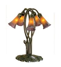  14962 - 17" High Amber/Purple Pond Lily 5 LT Table Lamp