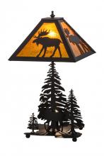  151467 - 21"H Moose Through the Trees W/Lighted Base Table Lamp