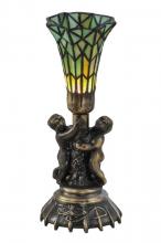  151922 - 13" High Stained Glass Pond Lily Twin Cherub Accent Lamp