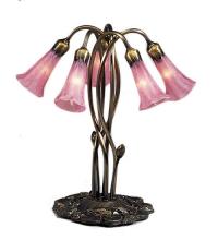  15925 - 17" High Pink Tiffany Pond Lily 5 Light Accent Lamp