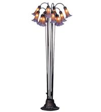  15946 - 63" High Amber/Purple Tiffany Pond Lily 12 Light Floor Lamp