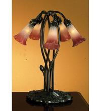  16012 - 17" High Pink/White Tiffany Pond Lily 5 LT Accent Lamp