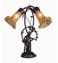  16362 - 17" Wide Amber Tiffany Pond Lily 2 Light Trellis Girl Accent Lamp