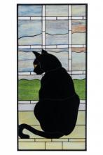 164772 - 20"W X 42"H Cat in Window Stained Glass Window