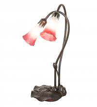  173759 - 16" High Pink/White Tiffany Pond Lily 2 Light Accent Lamp