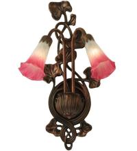  17616 - 11"W Pink/White Pond Lily 2 LT Wall Sconce