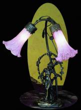  17858 - 17" High Pink Tiffany Pond Lily 2 Light Trellis Girl Accent Lamp