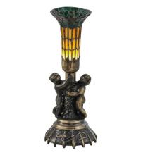 18451 - 13" High Stained Glass Pond Lily Twin Cherub Accent Lamp