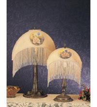  18916 - 11"H Reverse Painted Roses Fabric with Fringe Accent Lamp