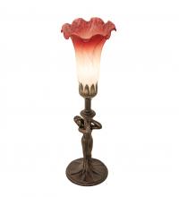  20289 - 15" High Pink/White Tiffany Pond Lily Nouveau Lady Mini Lamp