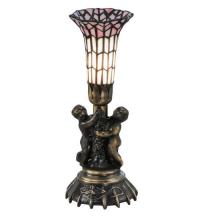  20433 - 13" High Stained Glass Pond Lily Twin Cherub Accent Lamp