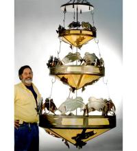 Meyda Blue 20692 - 58"W Catch of the Day Bass 3 Tier Inverted Pendant