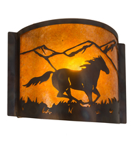  213986 - 12" Wide Running Horses Wall Sconce