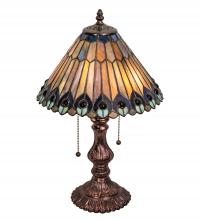 Meyda Blue 217002 - 19" High Tiffany Jeweled Peacock Accent Lamp