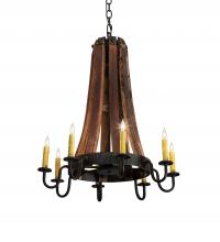  224987 - 24" Wide Barrel Stave Madera 8 Light Chandelier