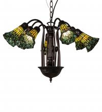  236537 - 24" Wide Stained Glass Pond Lily 7 Light Chandelier