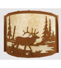  23897 - 12" Wide Elk at Lake Wall Sconce