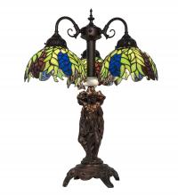 Meyda Blue 245478 - 23" High Tiffany Honey Locust 3 Light Table Lamp