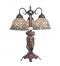 Meyda Blue 245479 - 23" High Tiffany Fishscale 3 Light Table Lamp