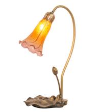  251564 - 16" High Amber/Purple Tiffany Pond Lily Accent Lamp