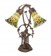  251677 - 17" High Stained Glass Pond Lily 2 Light Trellis Girl Accent Lamp