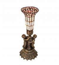  251842 - 13" High Stained Glass Pond Lily Twin Cherub Accent Lamp