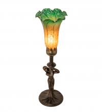  253516 - 15" High Amber/Green Tiffany Pond Lily Nouveau Lady Accent Lamp