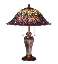  26666 - 25"H Tiffany Peacock Feather Table Lamp