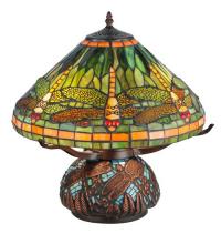  26681 - 17"H Tiffany Dragonfly w/Tiffany Mosaic Base Table Lamp
