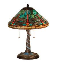  26682 - 21"H Tiffany Dragonfly w/ Twisted Fly Mosaic Base Table Lamp