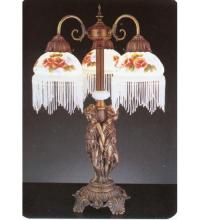 Meyda Blue 27085 - 24"H Rose Bouquet 3 Arm Fringed Accent Lamp