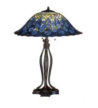Meyda Blue 28504 - 30"H Tiffany Peacock Feather Table Lamp