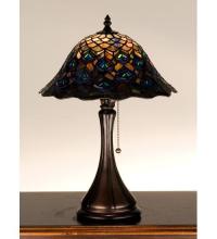 Meyda Blue 28568 - 18"H Tiffany Peacock Feather Accent Lamp