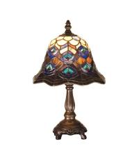  30317 - 13.5"H Tiffany Peacock Feather Mini Lamp