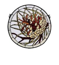  30448 - 17" Wide X 17" High Pinecone Stained Glass Window