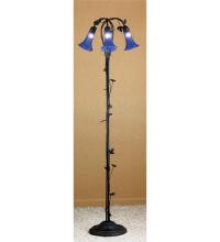 Meyda Blue 31333 - 58" High Blue Tiffany Pond Lily 3 Light Floor Lamp