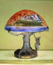Meyda Blue 32108 - 15"H Maxfield Parrish Reveries Reverse Painted Table Lamp