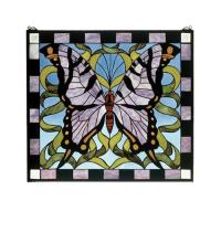  46464 - 25"W X 23"H Butterfly Stained Glass Window