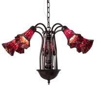  49252 - 24" Wide Stained Glass Pond Lily 7 Light Chandelier