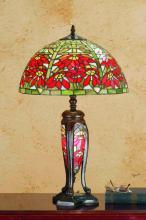  65896 - 25" High Tiffany Poinsettia W/Lighted Base Table Lamp
