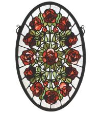  66005 - 11"W X 17"H Oval Rose Garden Stained Glass Window