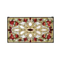  67139 - 36"W X 20"H Bed of Roses Stained Glass Window