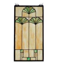  67787 - 11"W X 20"H Ginkgo Stained Glass Window