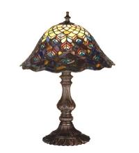  67885 - 16.5"H Tiffany Peacock Feather Accent Lamp
