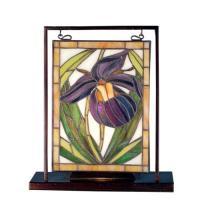  68351 - 9.5"W X 10.5"H Lady Slippers Lighted Mini Tabletop Window