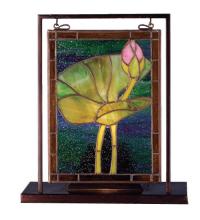  68353 - 9.5"W X 10.5"H Tiffany Pond Lily Lighted Mini Tabletop Window