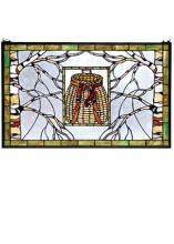  69502 - 28"W X 18"H Pack Basket Stained Glass Window
