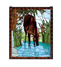  72936 - 25"W X 30"H Deer Stained Glass Window