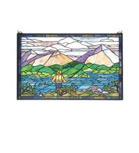 73649 - 30"W X 19"H Fly Fishing Stained Glass Window